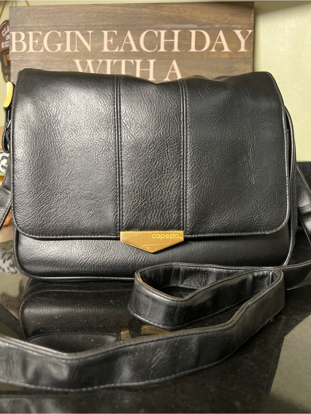 Vintage 90s Capezio Black Multi Compartment Crossbody Organizer Bag